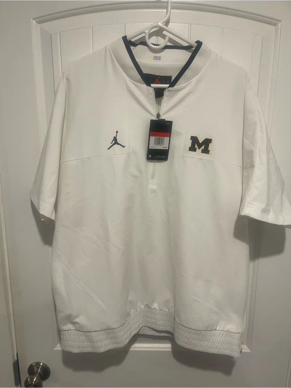 Nike Jordan Michigan Wolverines Coaches Quarter Zip Pullover NWT XL White